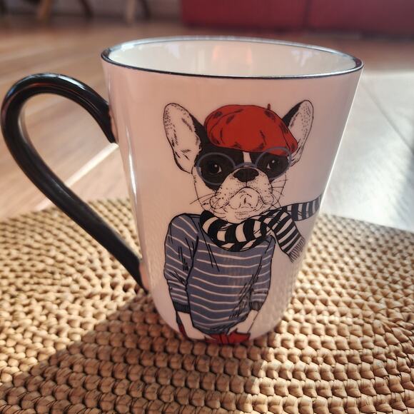 Signature houseware hipster french bulldog scarf animal coffee tea ceramic mug - Picture 3 of 8